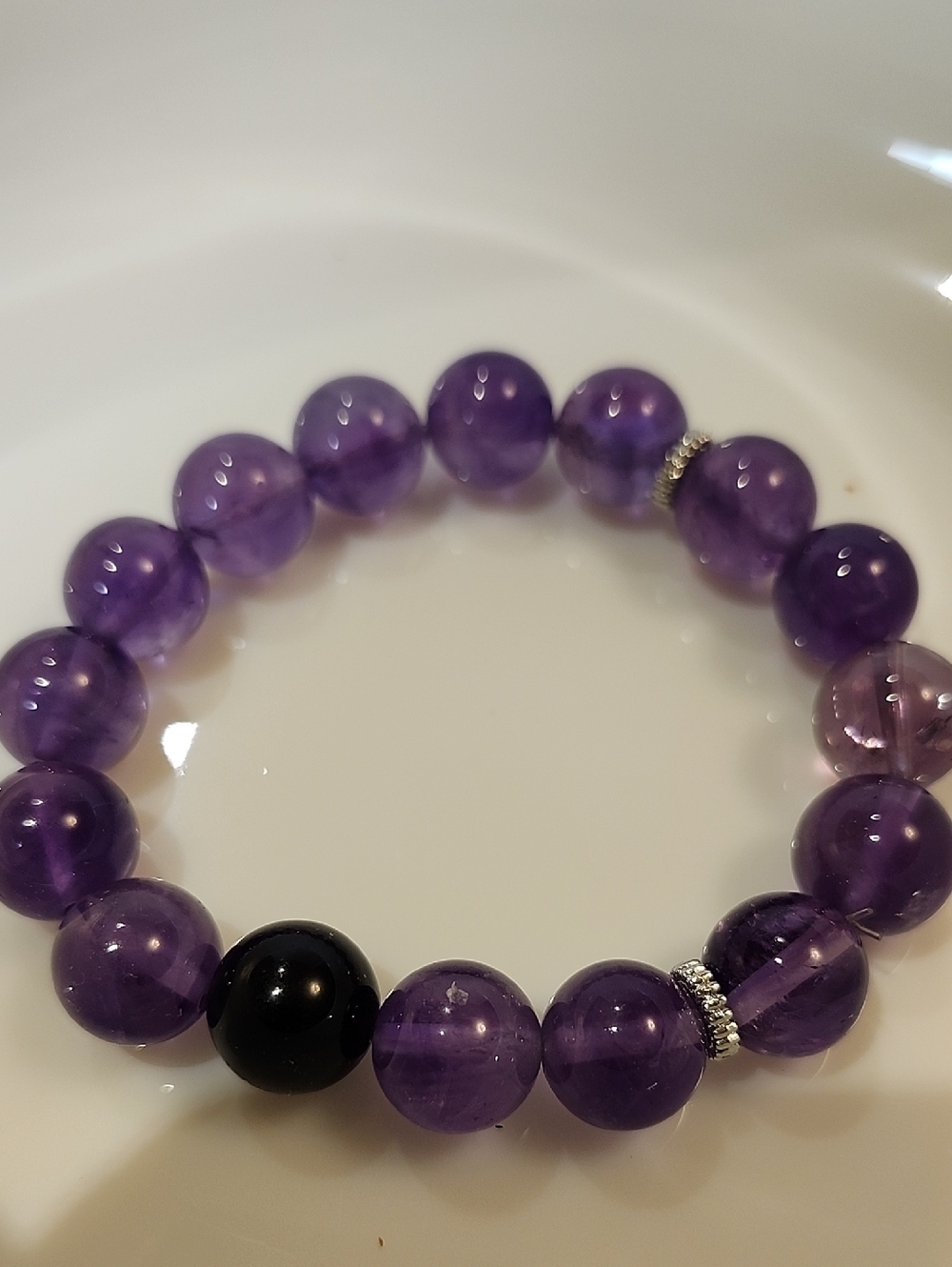 Purple Amethyst Stretch Bracelet with Accent Beads